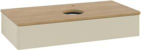 V&B Waschtischunterschrank Antao mit Beleuchtung, Farbe Grau, Eiche Honig lackiert, B/T/H: 100 x 50 x 19 cm - Bild 1