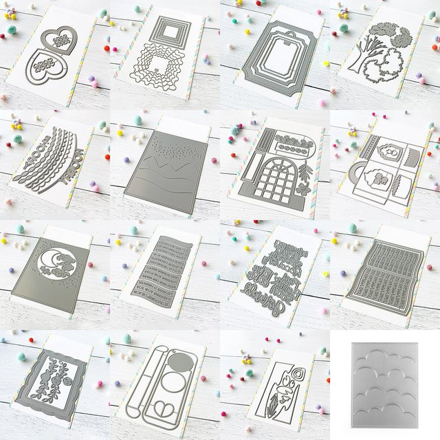 Metall Stanze Herz und rechteckiger Rahmen in Silber für DIY Scrapbooking, Karten und Papierhandwerk - Bild 1