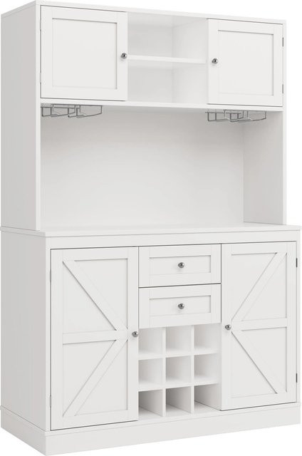 okwish Küchenschrank in Weiß mit Weinregal, Ablagen und Glashalter, modern und matt, B/T/H: 120 x 40 x 188 cm - Bild 1