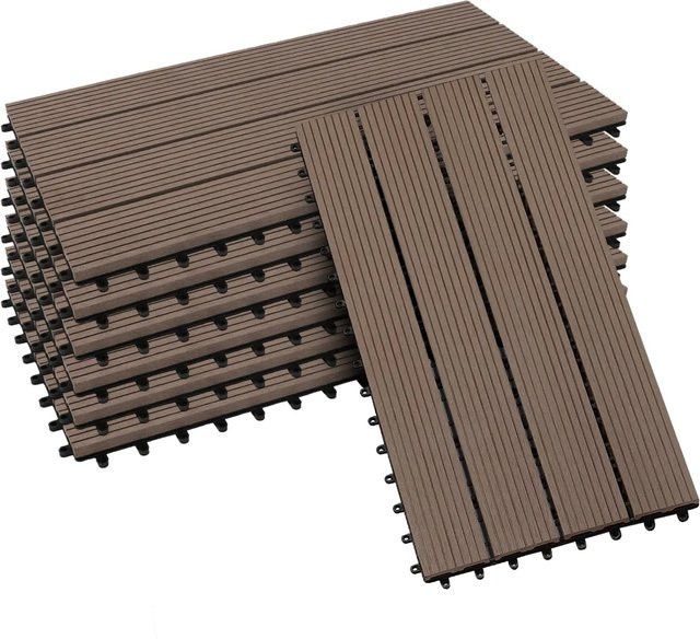 Karat WPC Terrassenfliesen Royal Klickfliesen Dunkelbraun 6er-Set B/H: 60 x 30 cm - Bild 1