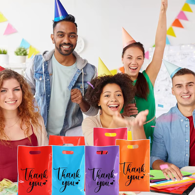 Dankeschön-Geschenktüten aus Kunststoff in Mehrfarben für Süßigkeiten, Kekse und Partygeschenke bei Hochzeiten oder Geburtstagen - Bild 4