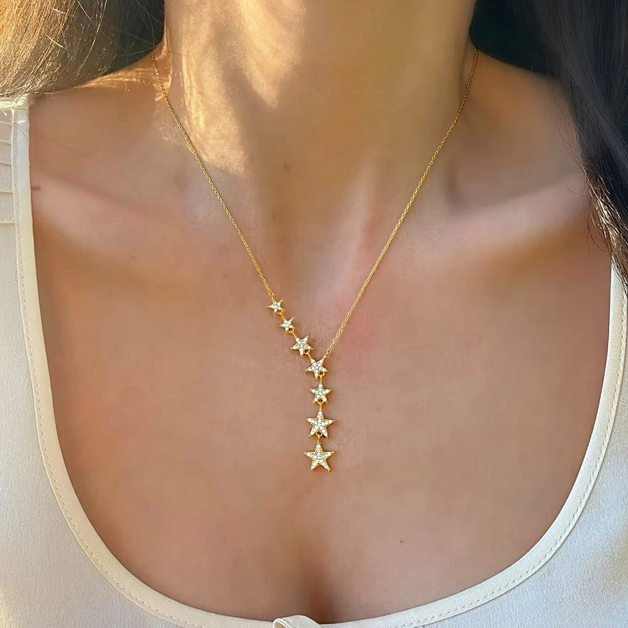 Huitan Halskette mit Stern-Anhänger, Zirkonia, Gold, Damen - Bild 2