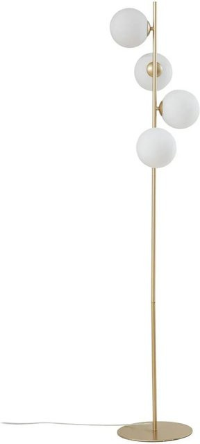 Lucande Stehlampe Isandro Modern in Gold und Messing, 4-flammig mit G9 Glaskugeln, Höhe: 230 cm - Bild 1