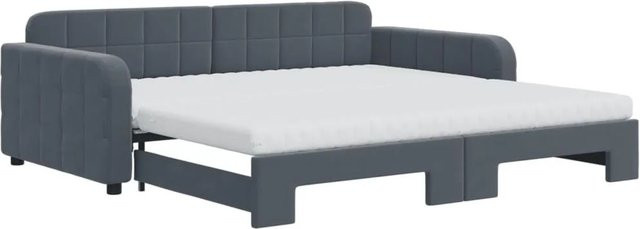 vidaXL Tagesbett aus Samt mit Matratze Dunkelgrau, ausziehbar mit Schublade, B/T/H: 100–120 x 200 x 71 cm - Bild 1
