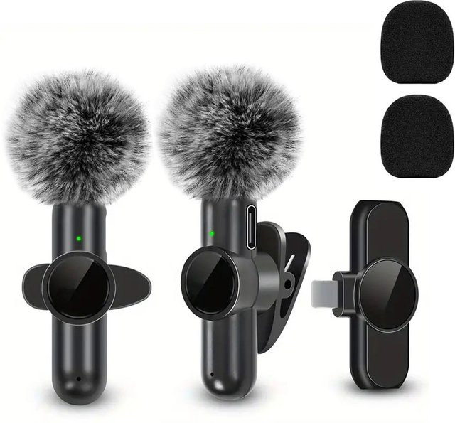 SNZIYAG K61 Drahtloses Lavalier-Mikrofon in Schwarz mit USB-C Anschluss für Live-Streaming und Videoaufnahmen - Bild 1