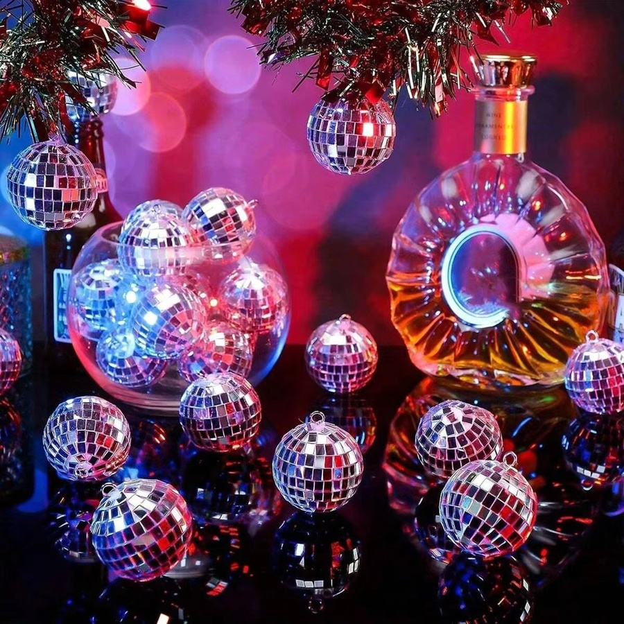 YOCITY 10er Set Mini Disco Kugel aus Glas in Silber für Party und Dekoration - Bild 4