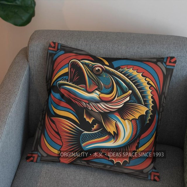 Shunika Chen Kissenbezug mit buntem Fischmuster aus Peach Skin für Sofa und Schlafzimmer, B/H: 18 x 18 cm - Bild 1