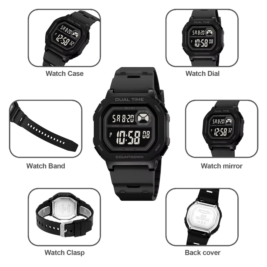 SKMEI Digitaluhr, Chronograph, Kunststoff, Schwarz, Herren - Bild 1