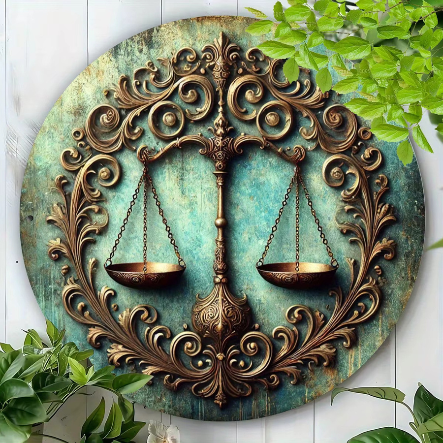 Vintage Metall-Blechschild Justitia-Skala Wanddekoration von CIFBUY, Mehrfarbig, Breite: 20,32 cm, Höhe: 20,32 cm, Tiefe: 0,1 cm - Bild 2