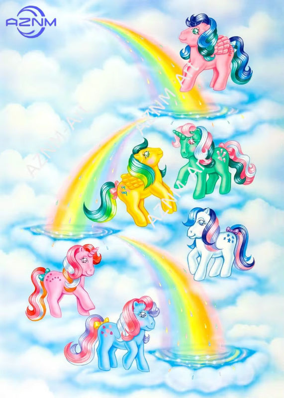 KAYOU Cartoon Pony Leinwandposter für Kinder, mehrfarbiges Tiergemälde zum Aufhängen, rechteckig und rahmenlos - Bild 3
