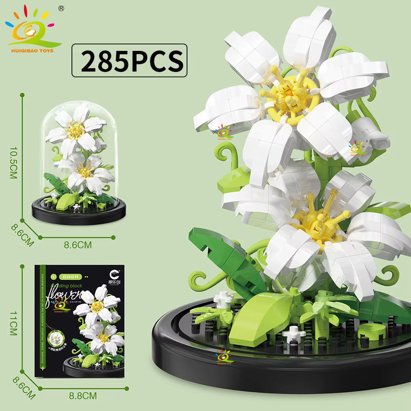 HUIQIBAO MOC Ewiges Bouquet Display Box Micro Bausteine Blumen Modell DIY Dekoration Multicolor - Bild 3