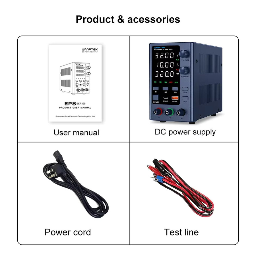 Wanptek Labornetzteil mit Datenspeicherfunktionen, 30V 10A / 60V 5A, Schwarz, automatische AC 110V/220V Umschaltung - Bild 4