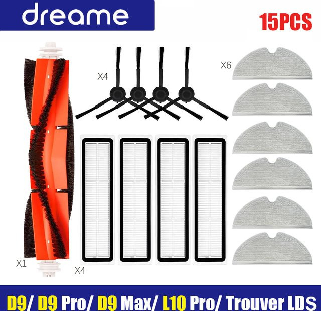 Dreame Ersatzteil-Set für Dreame Bot L10 Pro, D9 und D9 Max: Hauptseitenbürste und HEPA-Filter in Multicolor - Bild 1