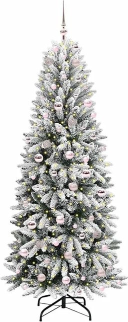 vidaXL Künstlicher Weihnachtsbaum mit 300 warmweißen LEDs in Grün und Weiß, B/T/H: 78 x 78 x 210 cm - Bild 1