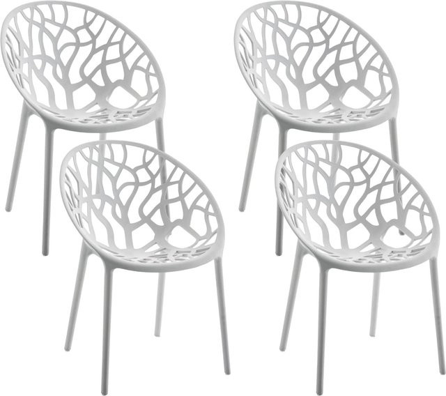 CLP Gartenstühle Hope 4er Set aus Kunststoff in Weiß, stapelbare Outdoor-Gartensessel mit Lehnen, wetterfest und UV-beständig, bis 150 kg belastbar - Bild 1
