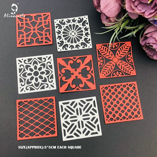 Alinacutle Metall-Stanzformen Set für Keramikfliesen, 8-teilig, quadratisch für Scrapbooking und Papierhandwerk - Bild 1
