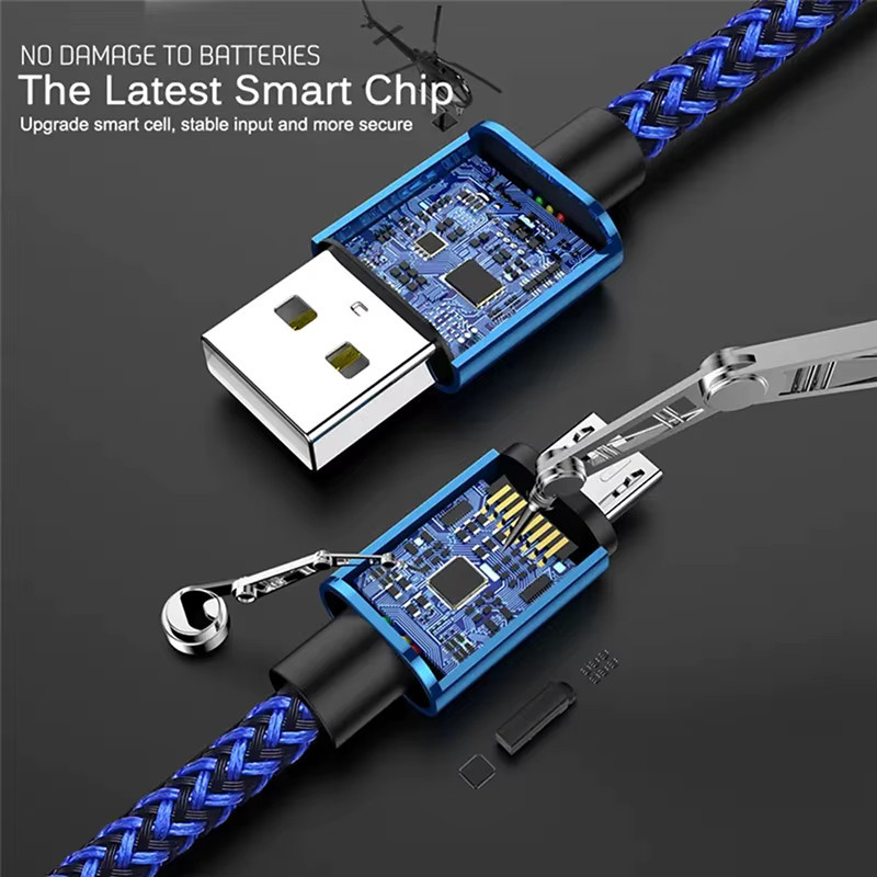 USB A auf Micro USB Ladekabel mit 2,4 A Schnellladefunktion aus rot geflochtenem Nylon für Android Smartphones wie Xiaomi, Huawei und Samsung Galaxy - Bild 2