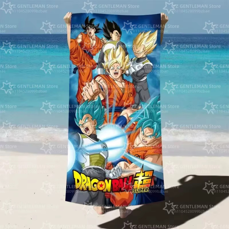 Bandai Dragon Ball Goku Strandtuch mit Anime Saiyan Motiv, schnell trocknend, Mehrfarbig - Bild 1
