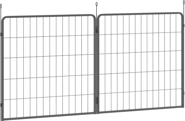 PawHut Welpenzaun Pet Playpen aus Stahl in Schwarz, B: 150 cm, H: 80 cm, T: 80 cm - Bild 1