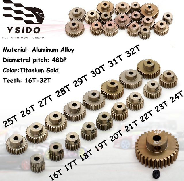 YSIDO Aluminium Metall Ritzel Motor Getriebe, 1:10, Grau - Bild 1