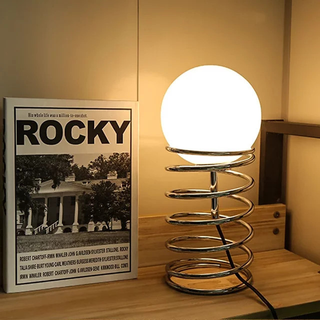 Claeted Bauhaus Frühlingsglas Tischlampe in Weiß und Silber mit warmweißem Licht für Wohnzimmer und Schlafzimmer - Bild 1