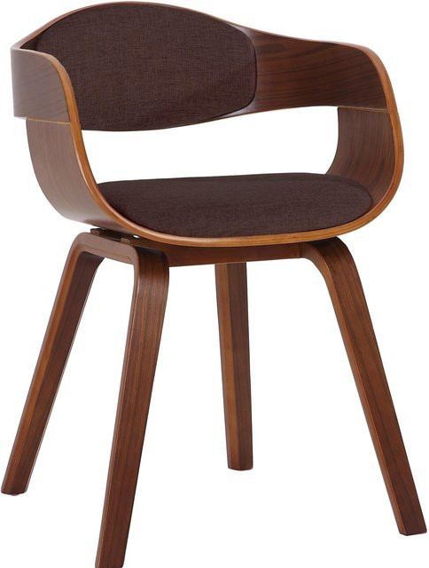CLP Esszimmerstuhl Kingston ergonomischer Lehnstuhl mit Stoffbezug und Holzgestell in Braun - Bild 1