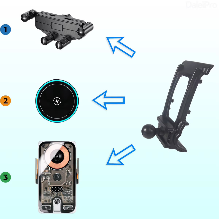 DaleiPro Magnetische Magsafe Auto-Handyhalterung mit kabellosem Ladegerät und automatischer Klemmung für BMW X1 E84 (2012-2015), Schwarz - Bild 2
