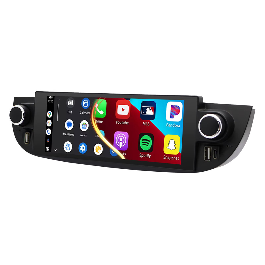 ESSGOO Android 15 Autoradio mit kabellosem CarPlay und Android Auto für FIAT 500 Abarth, Multimedia-Bildschirm mit GPS, WIFI und FM Radio, Schwarz - Bild 6