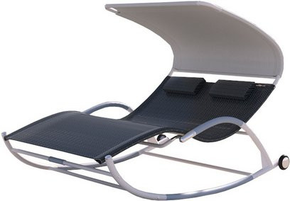 Leco Schaukelliege Edda mit Sonnendach und Rollen, Anthrazit, B/T/H: 146 x 220 x 165 cm - Bild 4