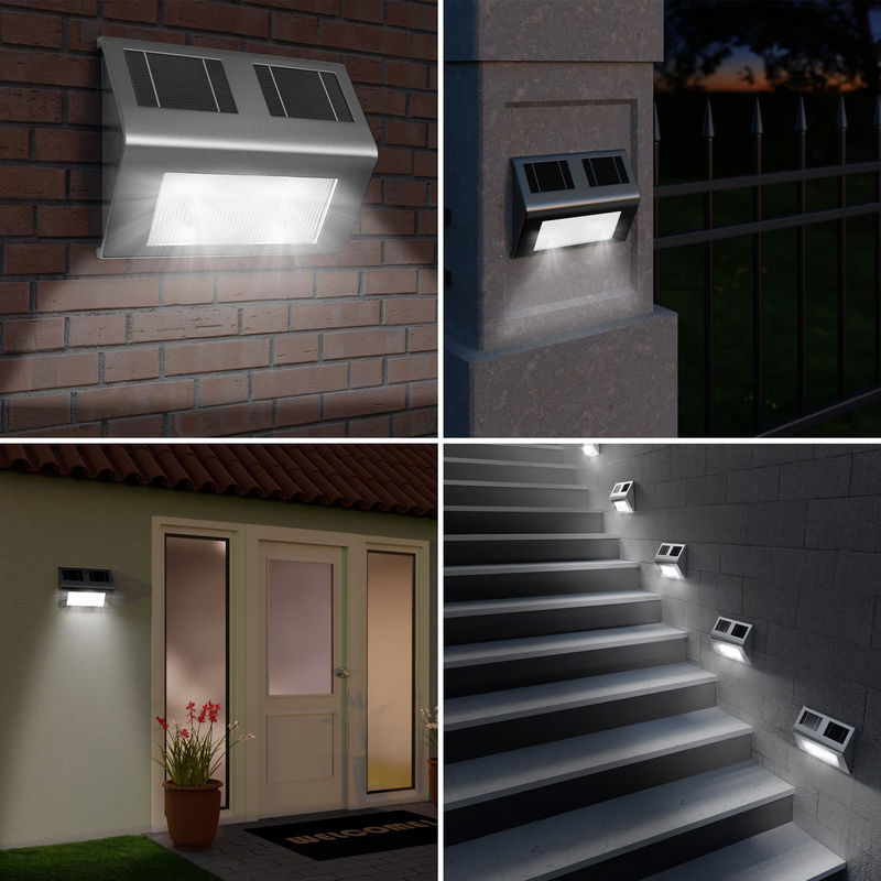 Monzana LED Solar Wandleuchte aus Edelstahl in Silber mit Dämmerungssensor und IP65 Schutz für Garten und Außenbereich - Bild 3