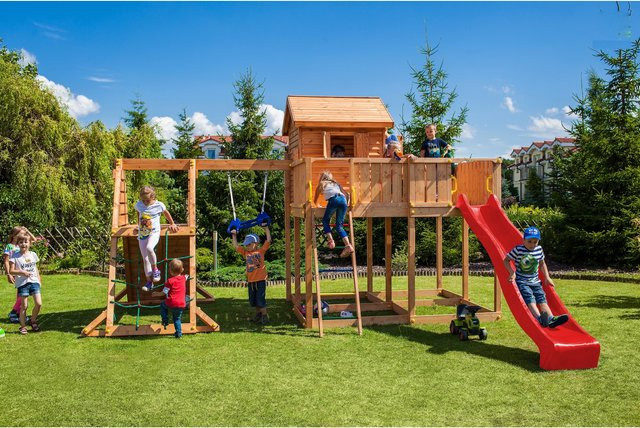 FUNGOO Spielturm Klettergerüst My SPACE XL aus Holz mit Schaukel - Bild 1