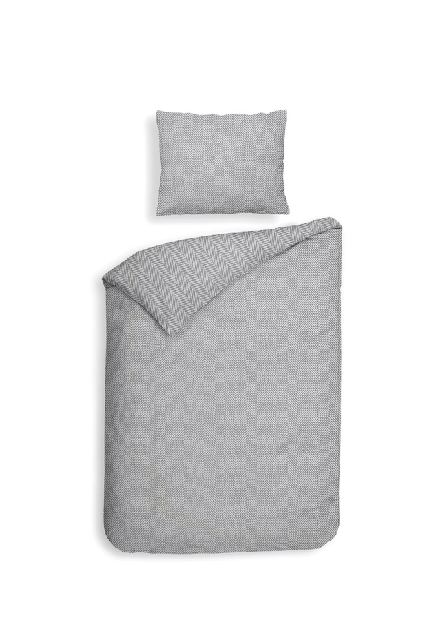 Heckett & Lane Flanell Bettwäsche Spina Silber Grau mit Bettbezug und Kissenbezug aus Baumwolle B/H: 155 x 220 cm und 80 x 80 cm - Bild 1