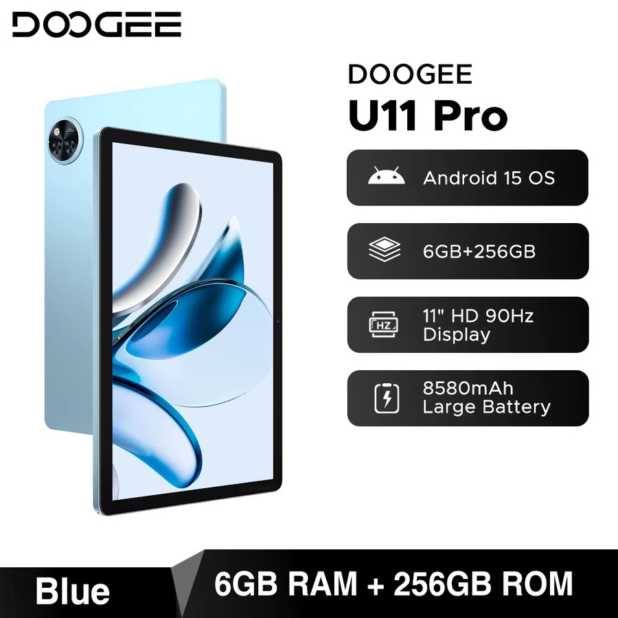 DOOGEE U11 Pro Tablet Blue, 11 Zoll HD 90Hz Display, 256GB Speicher, 6GB RAM, Android 16, Unisoc T720, 8580mAh Akku, Widevine L1 - Bild 3
