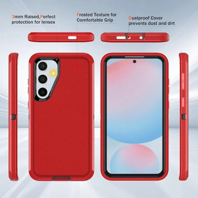 Militärisch robuste Stoßschutz-Hülle mit 2x HD-Displayschutzfolie für Samsung Galaxy S26 Ultra S25 S24 S23 FE S22 Plus OTT-BOX Cover in Petrol oder Rot - Bild 1