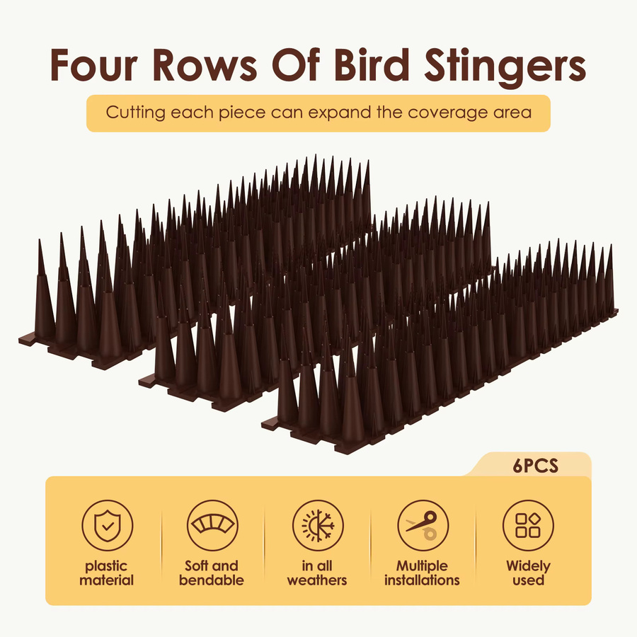 Vogel Repeller Spikes zur Abschreckung von Tauben, Eichhörnchen und Katzen für Wand, Garten und Zaun, Farbe: Braun - Bild 3
