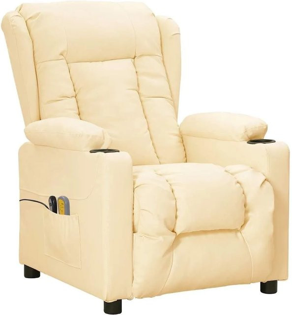 vidaXL Elektrischer Massagesessel aus Kunstleder in Creme mit Armlehnen, B/T/H: 96,0 x 136,5 x 99,5 cm - Bild 1