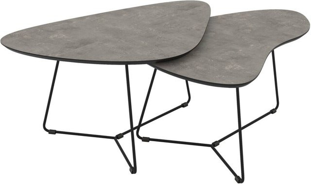 Couchtisch Hela Pisa stone in Schwarz und Grau mit Retrodesign aus melaminbeschichtetem Holzwerkstoff und Metall, B/H/T: 87 x 43 x 59 cm - Bild 1