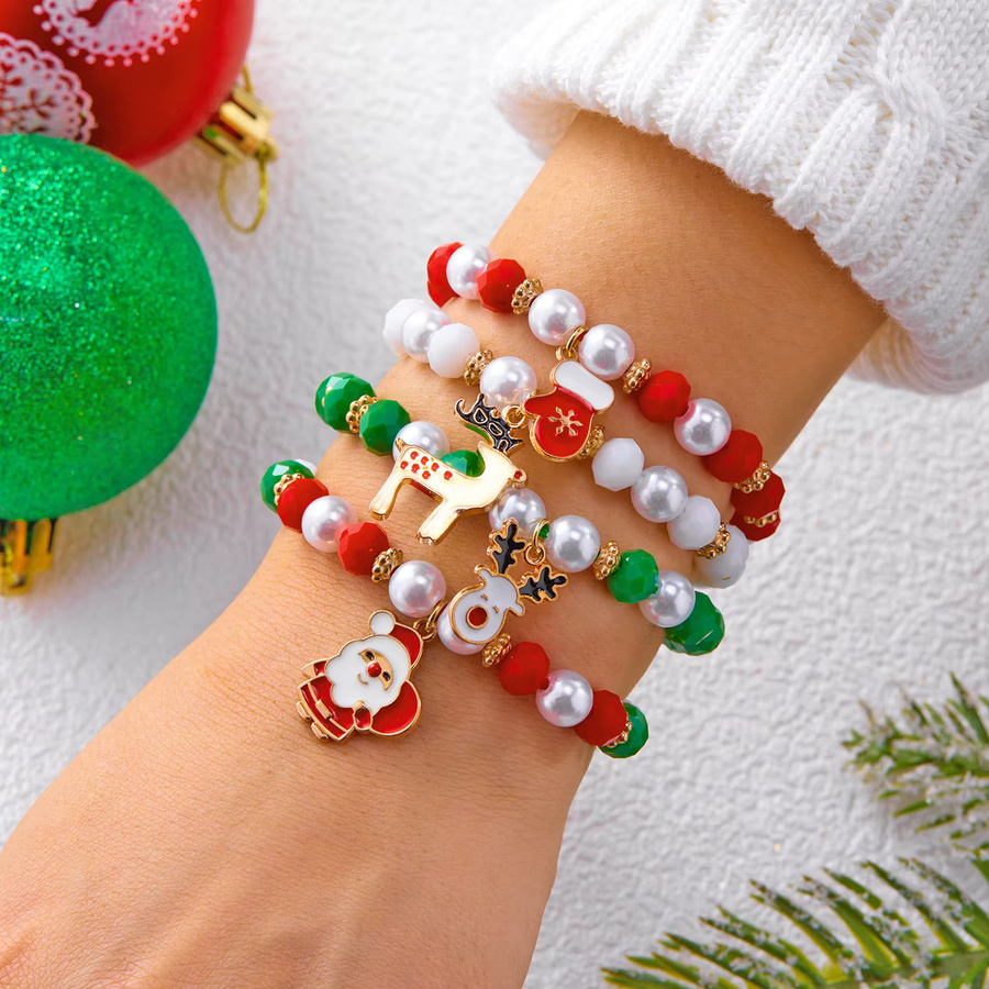 RINHOO FRIENDSHIP Armband, Bunt, Kristall, Perle, Damen, Weihnachten - Bild 1