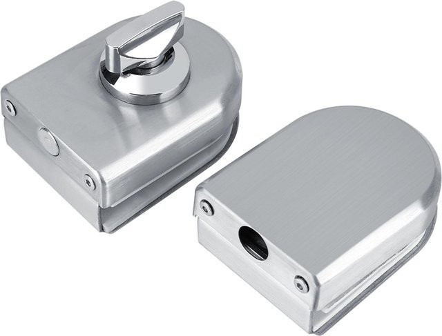 mfySpace Glastürschloss aus Edelstahl mit Drehknopf für 10 bis 12 mm Glas, Farbe Silber - Bild 1