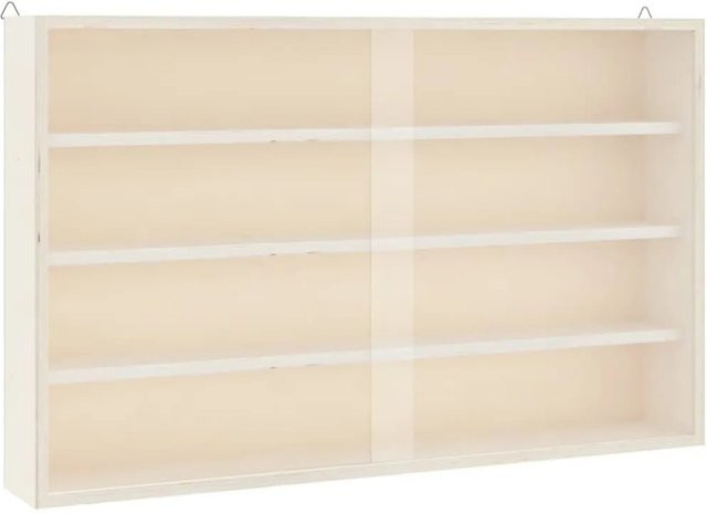 vidaXL Sammlervitrine aus Holz mit Glastüren in Weiß, Wandmontage, B: 60 cm, T: 8,5 cm, H: 37 cm - Bild 1