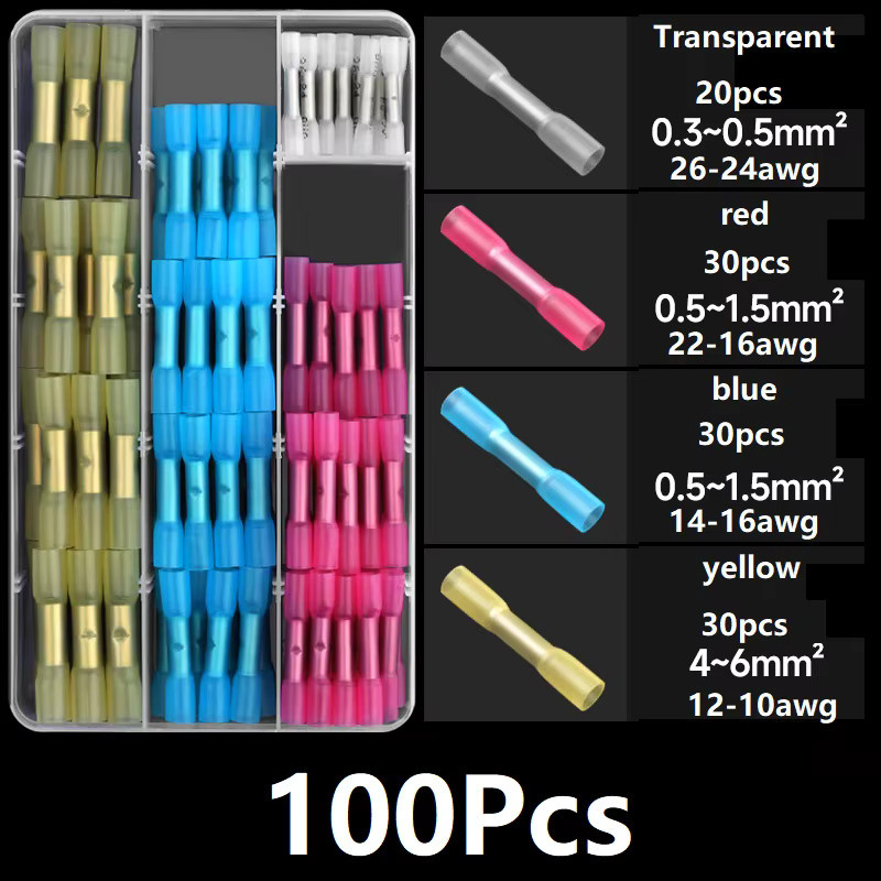 FATO Schrumpf-Higgyback-Flachsteckverbinder Set in Multicolor, 22–16/16–14/12–10 AWG, elektrisches Schnelltrenn-Spleiß-Crimp-Drahtverbinder-Set mit 50 Stück - Bild 2