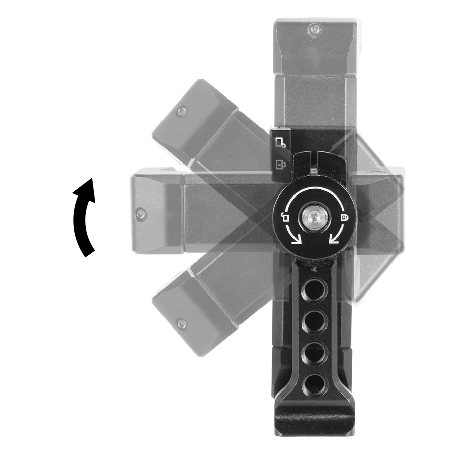 Metall-Telefonclip Halterung mit Kaltlichtschuh-Halterung für Stativ und LED-Licht, 360 Grad drehbar, Schwarz - Bild 3
