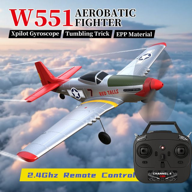 ANTSIR RC Flugzeug P51 Mustang, RC Kampfflugzeug, mit 2,4G Funksteuerung - Bild 1