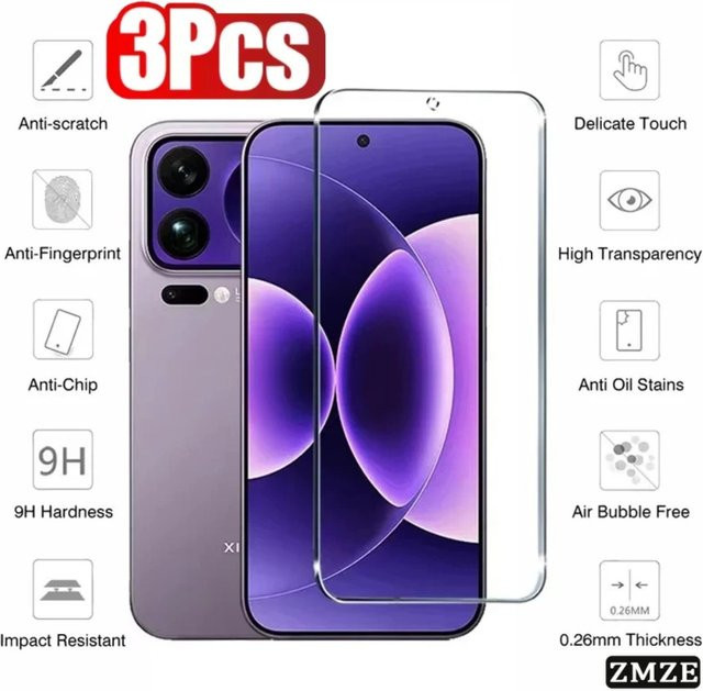 3er-Pack Displayschutz aus gehärtetem Glas für Xiaomi 17 Pro, 17 Pro Max und 17 Ultra, transparent und kratzfest - Bild 1