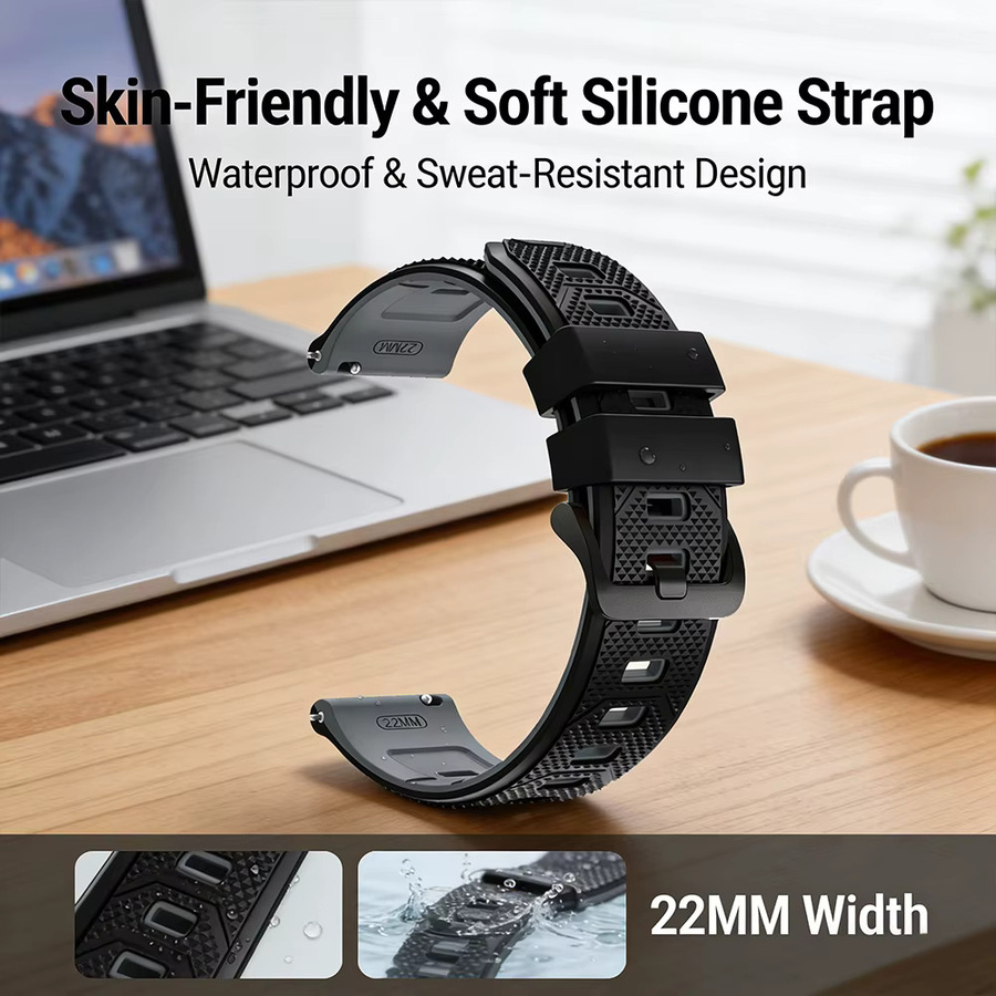 Samsung Uhrenarmband Silikon, 22 mm, Schwarz - Bild 6