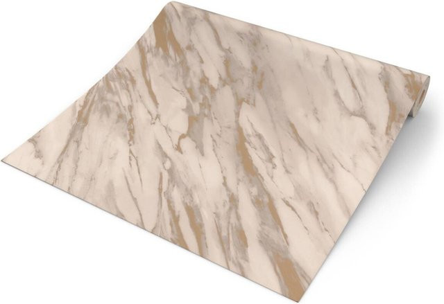 Rasch Papiertapete in Marmoroptik beige gold B/L: 53 x 1005 cm - Bild 1