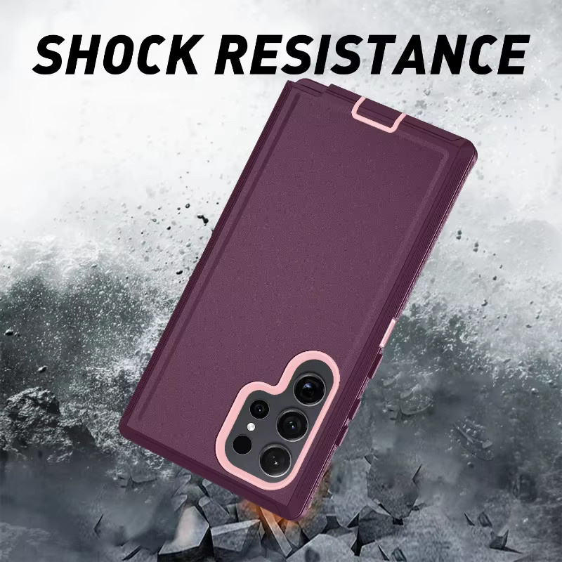 Robuste 3-in-1 Rüstungshandyhülle für Samsung Galaxy S25 S24 S23 S22 S21 S20 FE Plus Note 20 Ultra, stoßfeste PC und TPU Defender Abdeckung in Purple - Bild 3