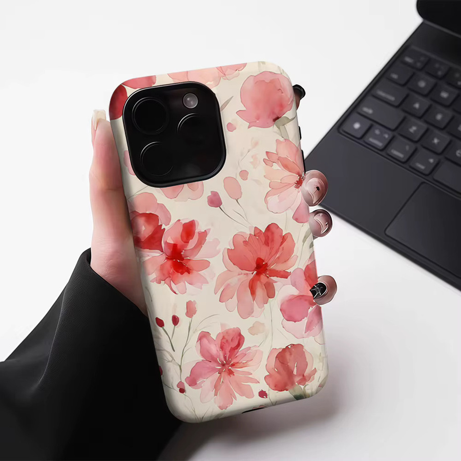 Potdemiel Handyhülle in Rot und Rosa für iPhone 17 16 15 14 13 Pro Max Plus, robuste zweilagige magnetische Schutzhülle - Bild 3