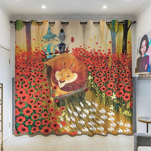 Yiran Furniture Wald Zoo Vorhänge mit Tierprint für Kinder, 2er-Set, Mehrfarbig, B/T/H: 50 x 130 cm - Bild 1