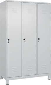 C+P Spind Classic PLUS Garderobenschrank mit 3 Abteilen, Grau, B/H/T: 120 x 195 x 50 cm - Bild 1